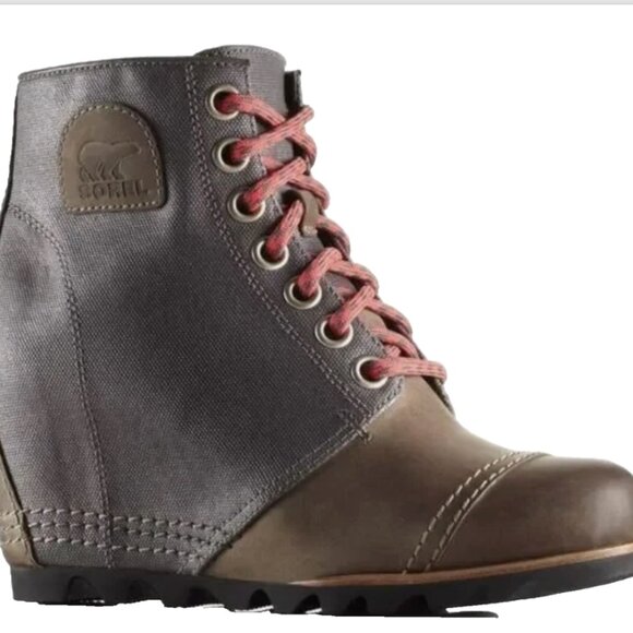 Sorel Women's PDX Grey Brown Hidden Wedge Bootie Size US 8.5 - Picture 1 of 14